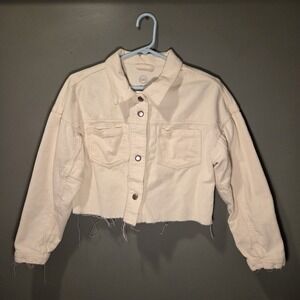 Wonder Nation Cropped Corduroy Jacket 100% Cotton Y2K Girl's XXL 18 Ivory Cream